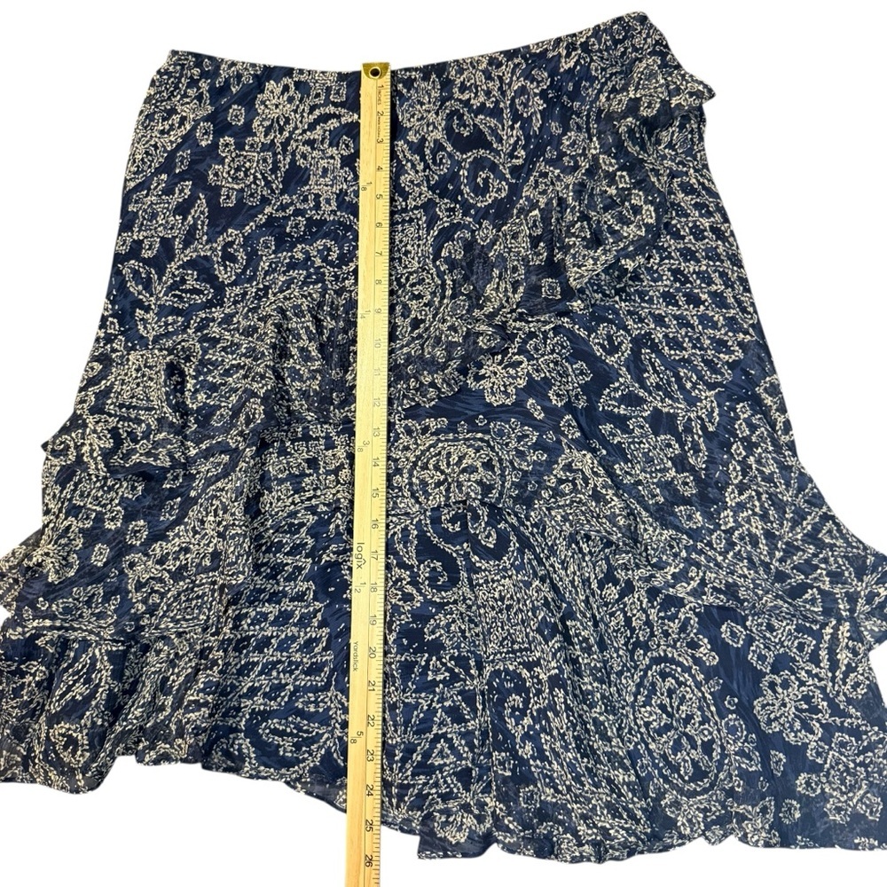 Ralph Lauren Large 12 Blue Silk Paisley 2 Piece Skirt Wedding Vacation Luxury - Picture 14 of 16